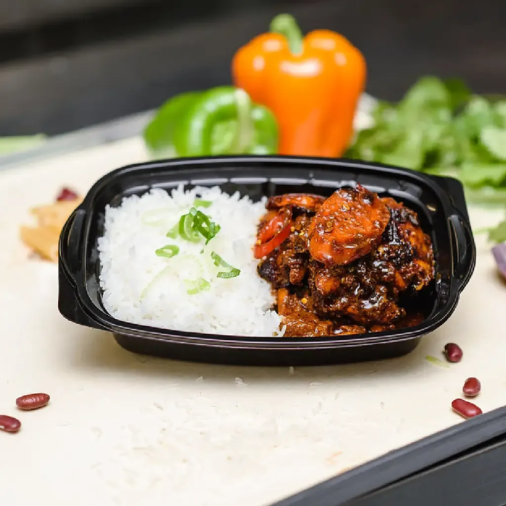 [MENUBOX_C-2_EL377 + LID] Boite noir micro-ondable 2 compartiments avec couvercle transparent ELTRON (4).webp