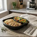 [MENUBOX_C-2_EL377 + LID] Boite noir micro-ondable 2 compartiments avec couvercle transparent ELTRON (9).webp