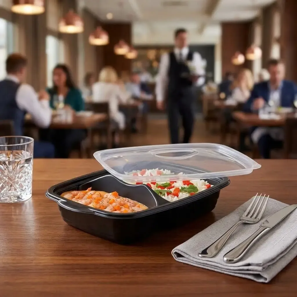[MENUBOX_C-2_EL377 + LID] Boite noir micro-ondable 2 compartiments avec couvercle transparent ELTRON (11).webp