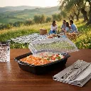 [MENUBOX_C-2_EL377 + LID] Boite noir micro-ondable 2 compartiments avec couvercle transparent ELTRON (12).webp