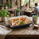 [MENUBOX_C-2_EL377 + LID] Boite noir micro-ondable 2 compartiments avec couvercle transparent ELTRON (13).webp