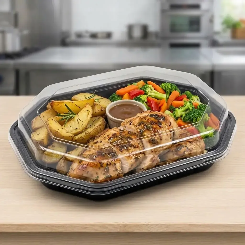 [MENUBOX_C-2_EL377 + LID] Boite noir micro-ondable 2 compartiments avec couvercle transparent ELTRON (27).webp