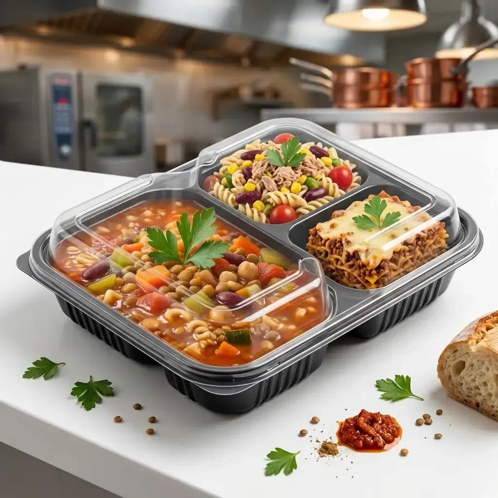 [MENUBOX_C-2_EL377 + LID] Boite noir micro-ondable 2 compartiments avec couvercle transparent ELTRON (33).webp