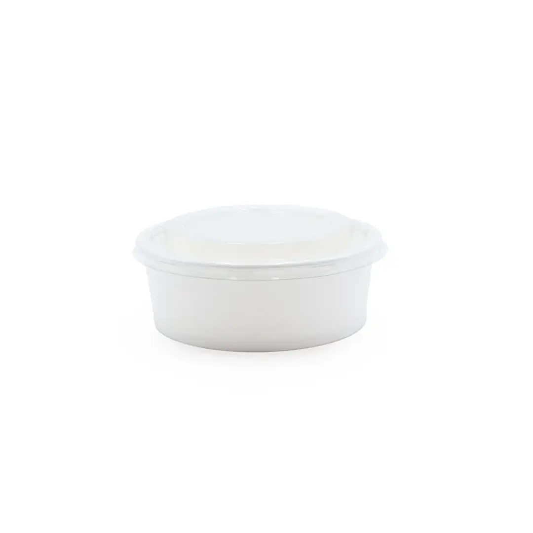 Bol en Kraft blanc 650 ml avec couvercle transparente en PET ( 100 unités par carton)