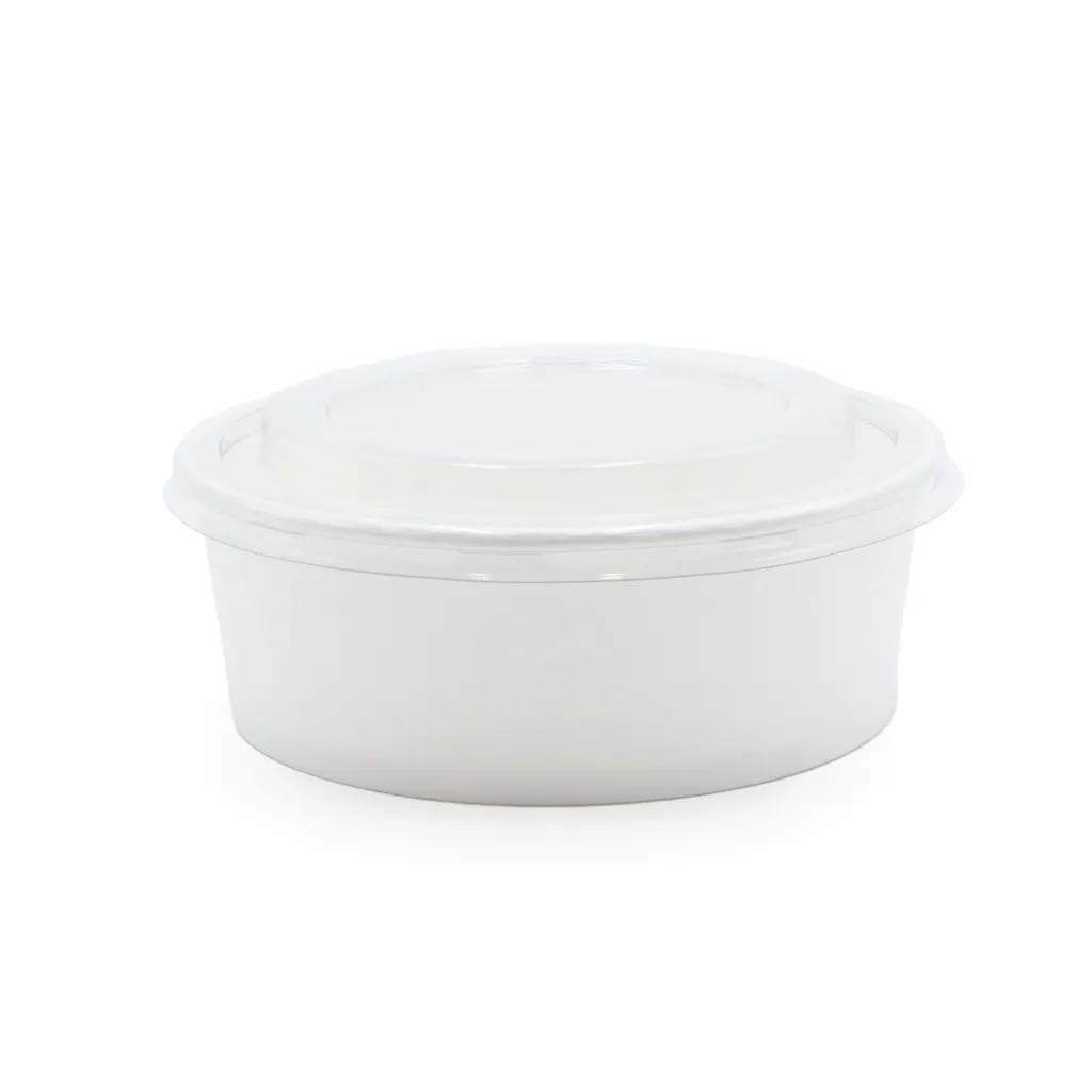 VI KRAFT BOWL BLANC 650 cc + COUVERCLE PET ( 100 UNITES / CARTON) ATTESTATION SANITAIRE 2025/507 EA/177/25