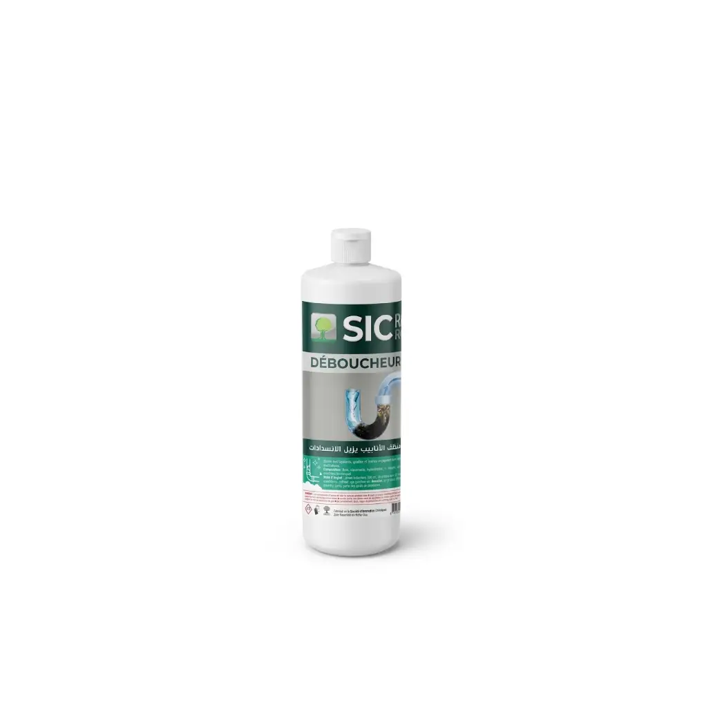 [D77(bouteille_950ML)] Détergent destiné au débouchage des canalisations, et éliminer les graisses, résidus et dépôts (carton de 9 bouteilles de 950 ml) SIC