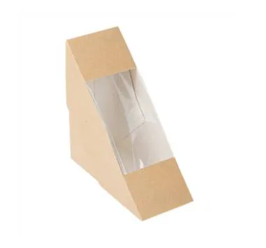 SANDWICH TRIANGLE KRAFT AVEC FENETRE MEDIUM - 125*125*65mm POL (600 unittés /carton)