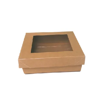 Box en kraft medium avec couvercle fenetre transparent  135*135*50mm POL (250 unités /carton)