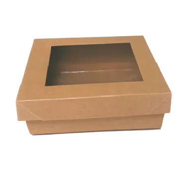 Box en kraft large avec couvercle fenetre transparent 155*155*50 mm POL (250 unités par carton)