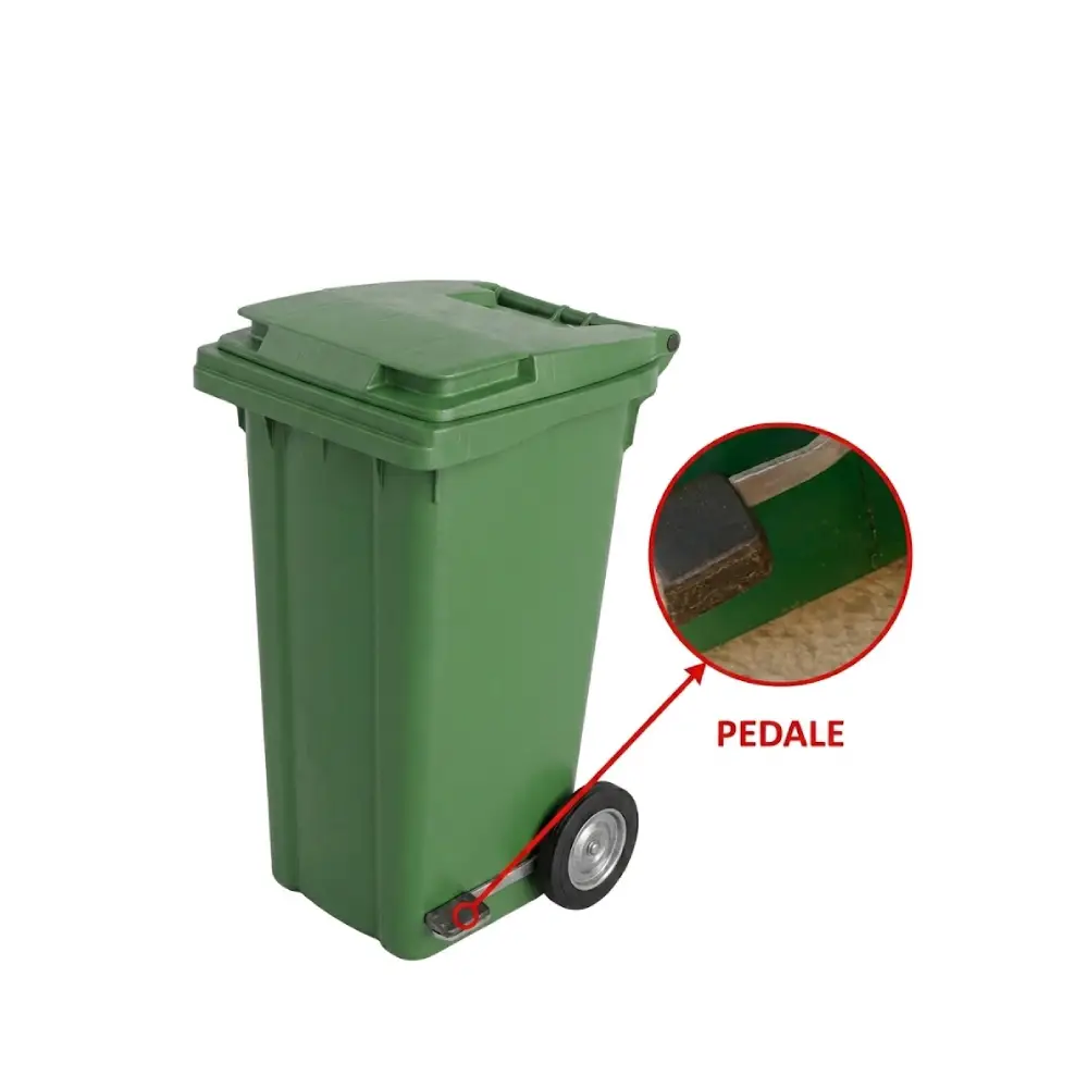 [POUBELLE_AVEC_PEDALE_120L] Poubelle en plastique 120L verte avec pedale