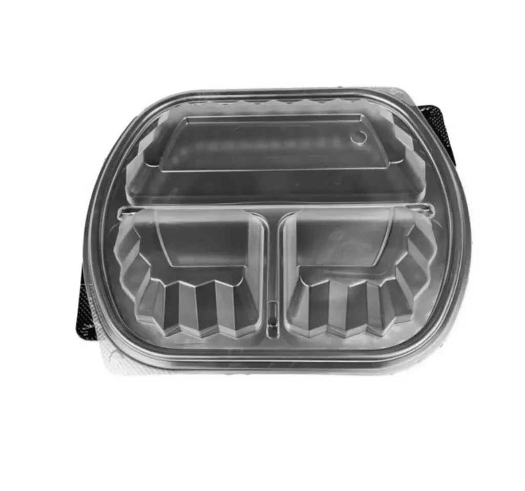 Baquette micro-ondable noir 3 compartiments avec couvercle transparent OZGE ( 250 unités par carton)