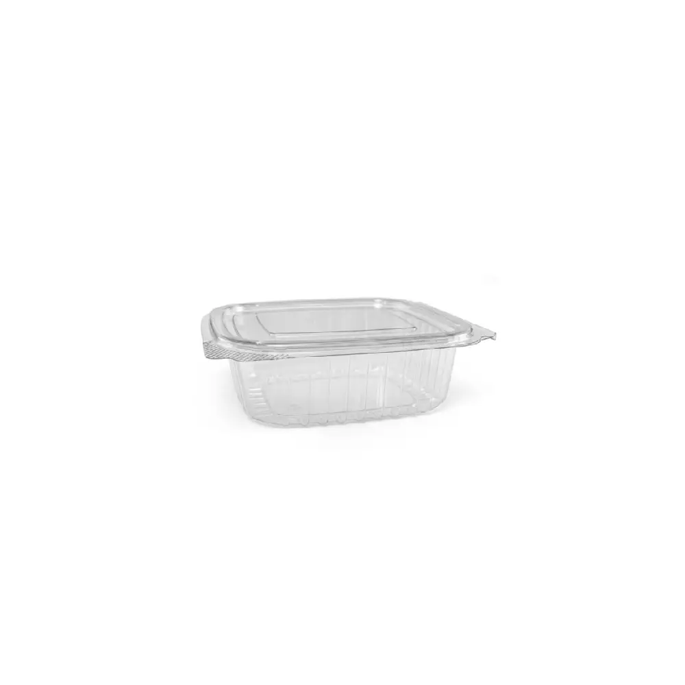 Barquette carrée transparente 250 ml en plastique DEV (12 sacs de 100 pièces)(1 200 pièces par carton)