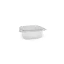 Barquette carrée transparente 375 ml en plastique DEV (12 sacs de 100 pièces)(1 200 pièces par carton)