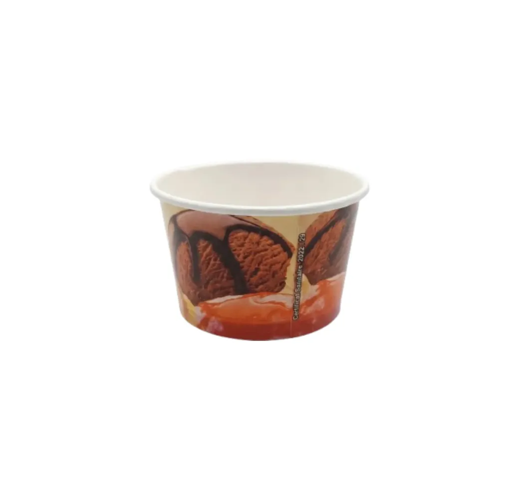 Gobelet à glace en carton 4,5 oz (2 boules) Pro (100 unités × 10 sacs (1 000 unités par carton)) Attestation sanitaire : 2022/29 EA/955/22