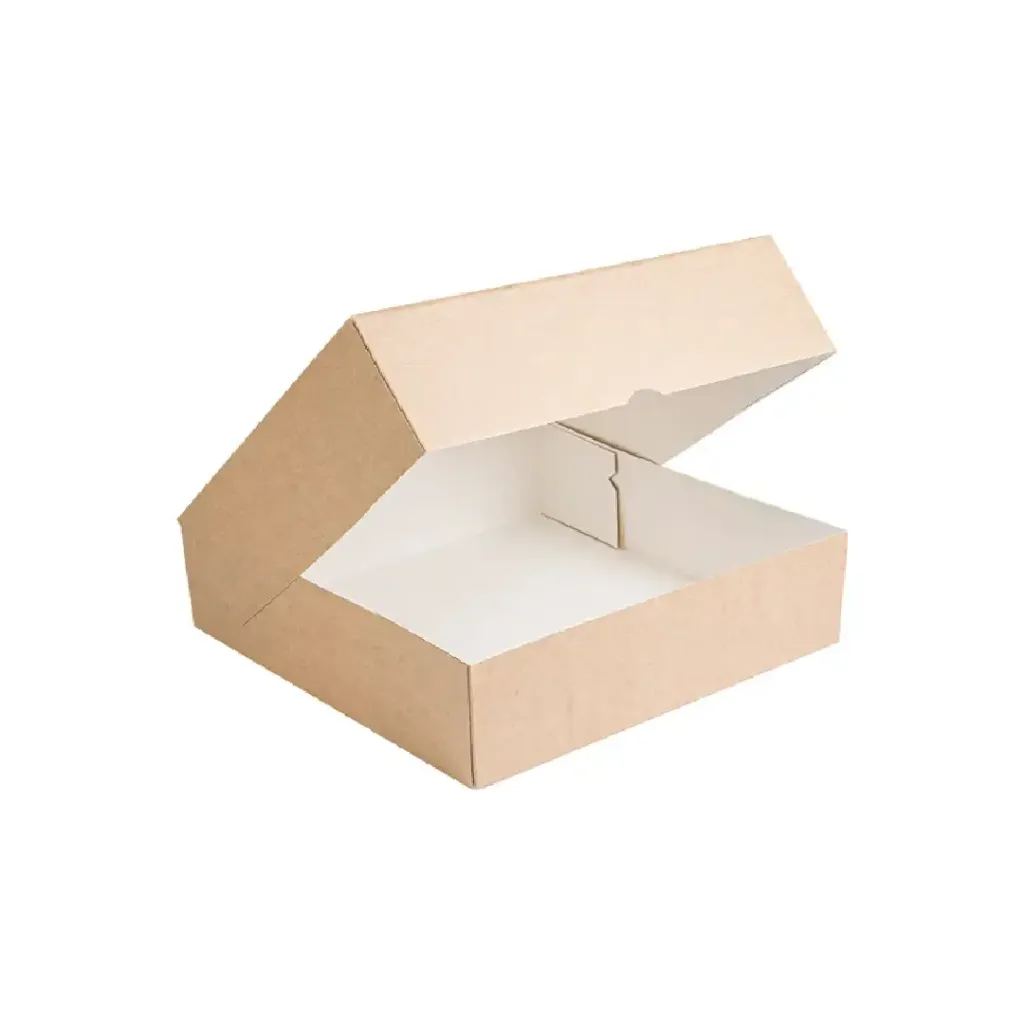 Boîte gâteau 25 × 25 × 7 cm en kraft brun neutre non imprimé CKB (25 unités × 4 sacs) (100 unités par carton) UNI