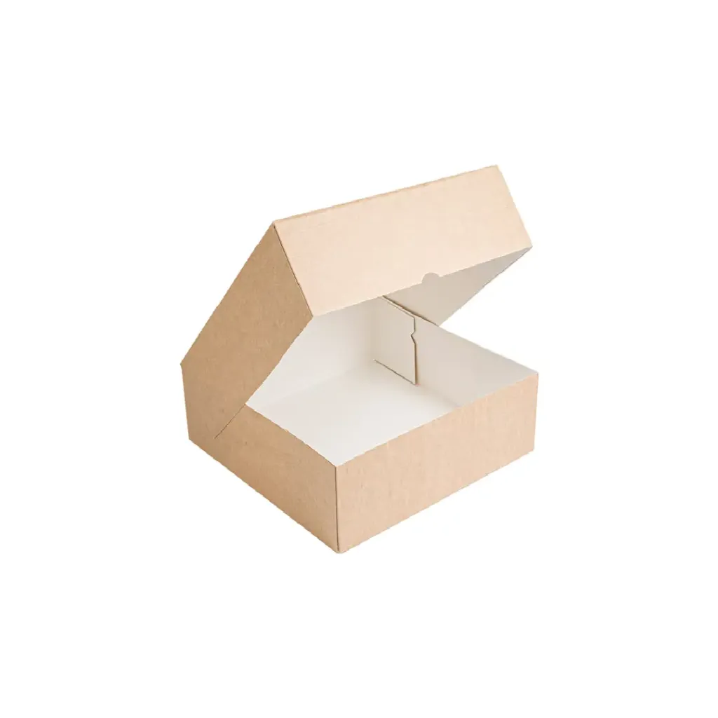 Boîte gâteau 20 × 20 × 7 cm en kraft brun neutre non imprimé CKB (25 unités × 8 sacs) (200 unités par carton) UNI