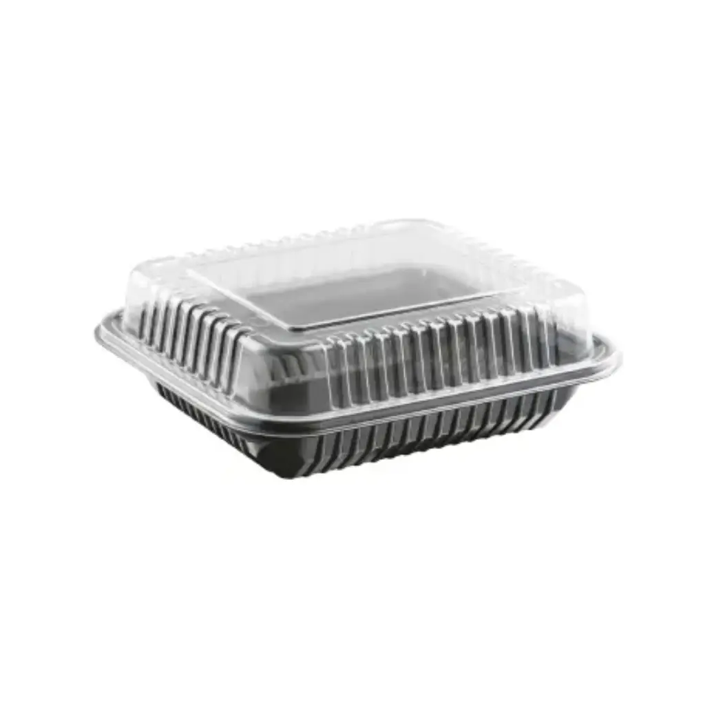 Boite noir micro-ondable 1 compartiment avec couvercle transparent ELTRON EL376 GOVDE (150 unités par carton)