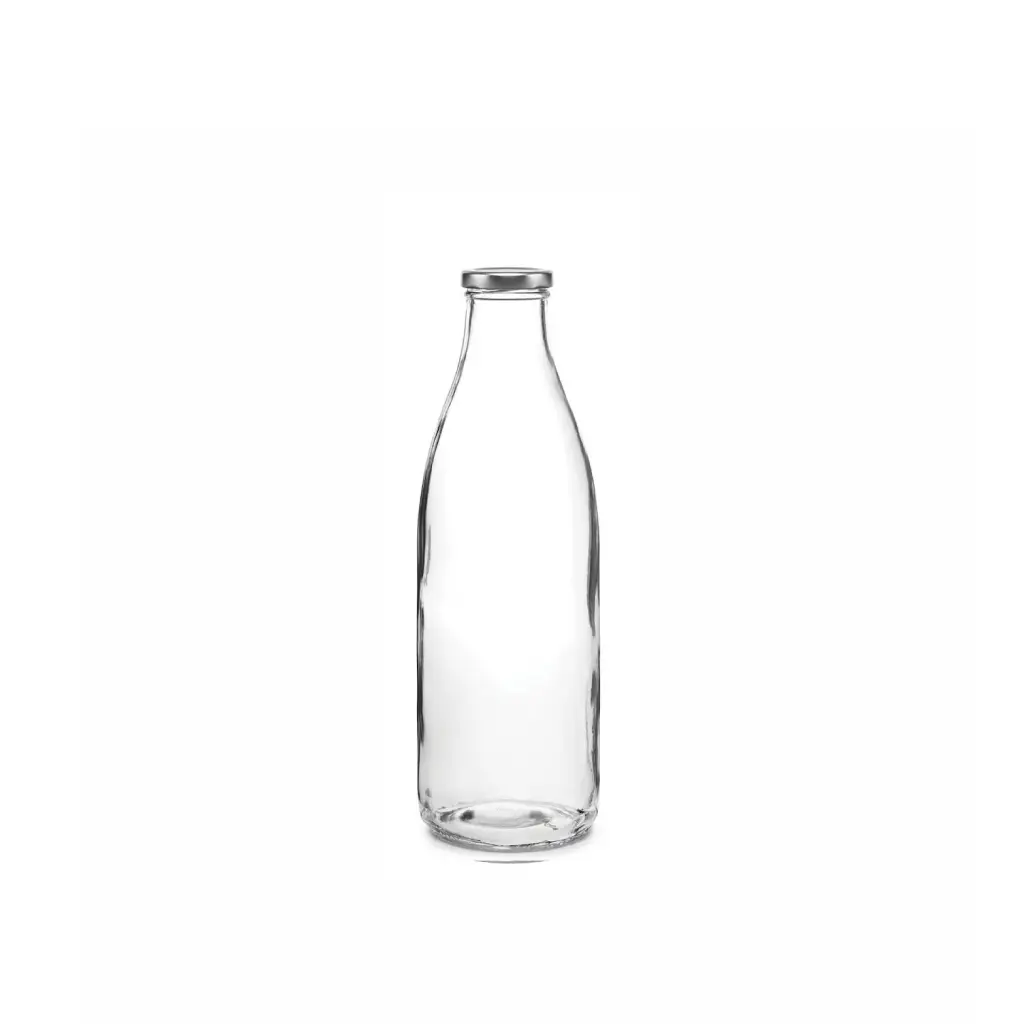 [BOUTEILLE 1L EN VERRE CAPSULE ARGENT] Bouteille 1L en verre avec capsule argent ø53 mm( 12 unités par carton)  Sotuver