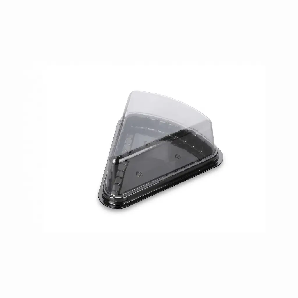Barquette triangle noire pour une tranche de gâteau avec couvercle  (FT136 UB H:75 ) (150 unités par carton)