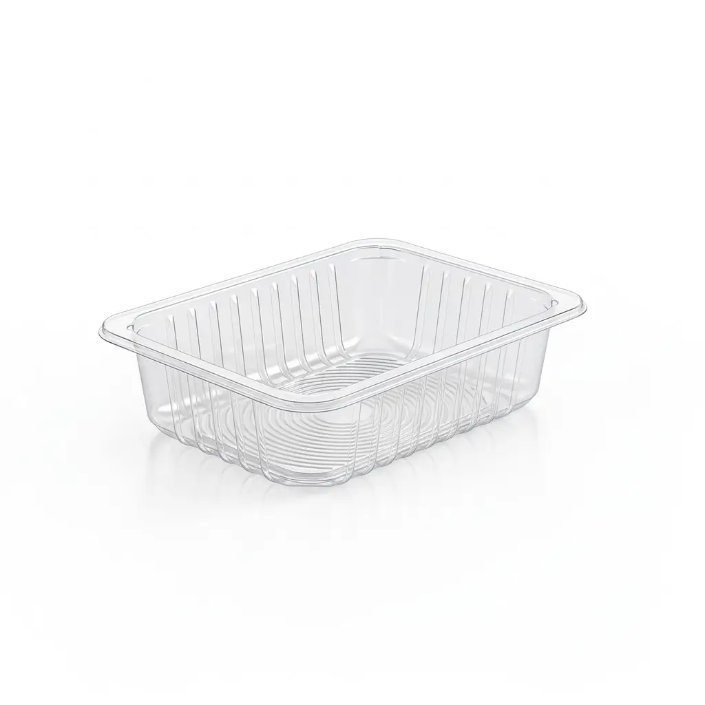 Boîte rectangulaire transparente 190 x 144 H:43 mm en PP DIPACK (600 unités par carton )