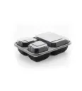 Boite noir micro-ondable 3 compartiments avec couvercle transparent ELTRON  (150 unités par carton)