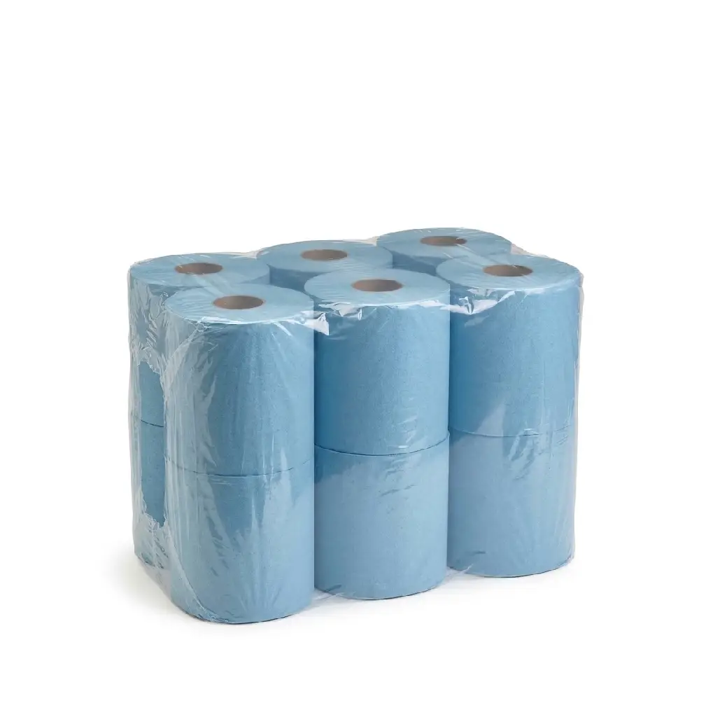 [114] Essuie-tout « Bleu » à dévidage central – 6 rouleaux  168m et 560 feuilles par rouleau pour machine 239 MARS