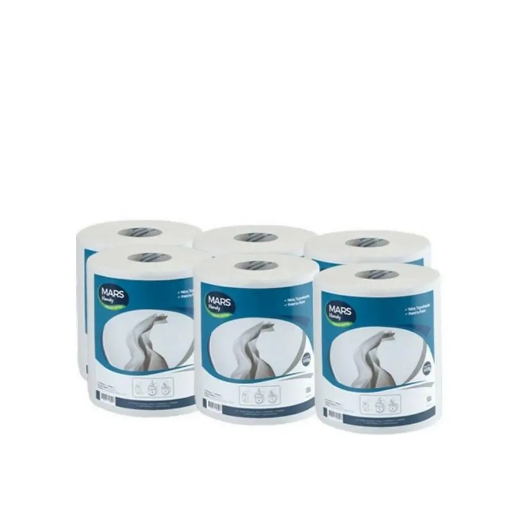 [216] Essuie tout 100% ouate 132 m par rouleau   compatible avec distributeur Mars Handy code 010 & 011 MARS ( 6 rouleaux x 400 feuilles par rouleau )