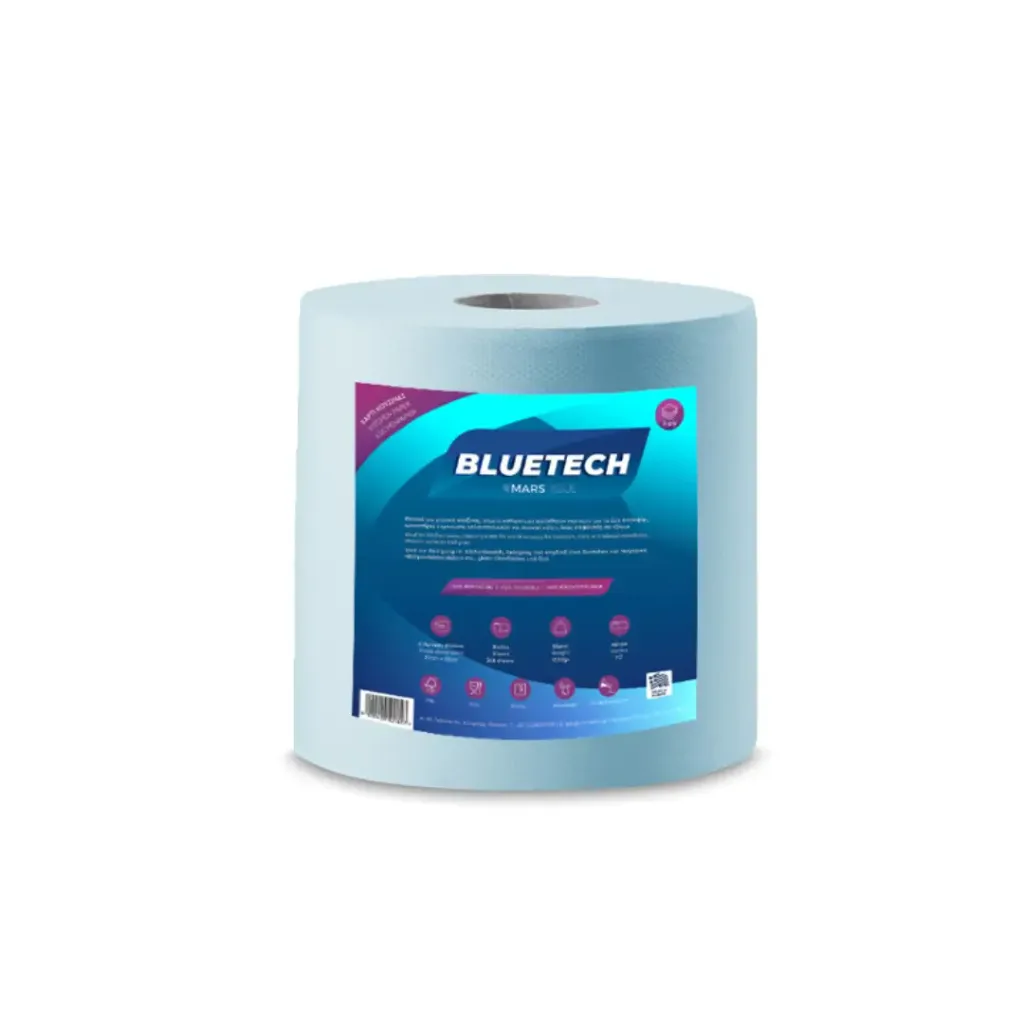 [218] Essuie-tout « Blue Tech » HACCP pour HANDY  – 6 rouleaux , 3 PLY 112m par rouleau et 340  feuilles / rouleau pour code 010 & 011 MARS
