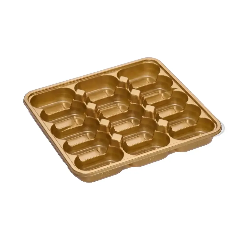 Barquette dorée carré pour 15 piéces de dattes HAS (450 pièces par carton)