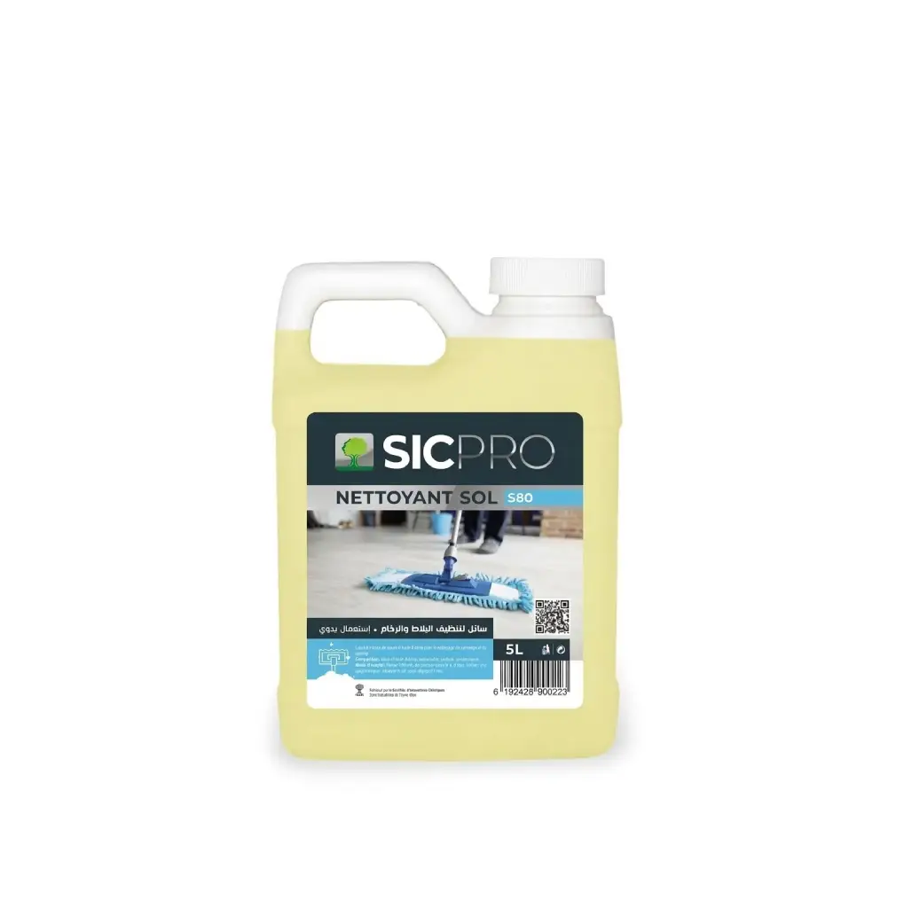 [S80_(Bidon_5L)] Détergent destiné au nettoyage des carrelage et marbre à base de savon l'huile d'olive Bidon 5 L SIC