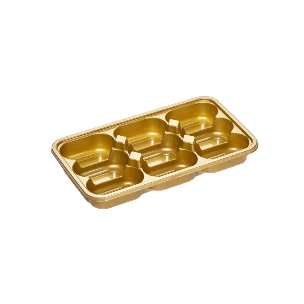 Barquette dorée rectangulaire pour 9 piéces de dattes HAS (700 pièces par carton)