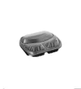 Barquette noire micro-ondable 3 compartiments avec couvercle transparent LAR (200 unités par carton)