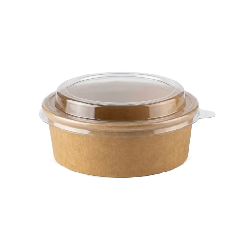 Bowl en kraft 1200 ml avec couvercle en PET transparente ( 125 unités par carton )
