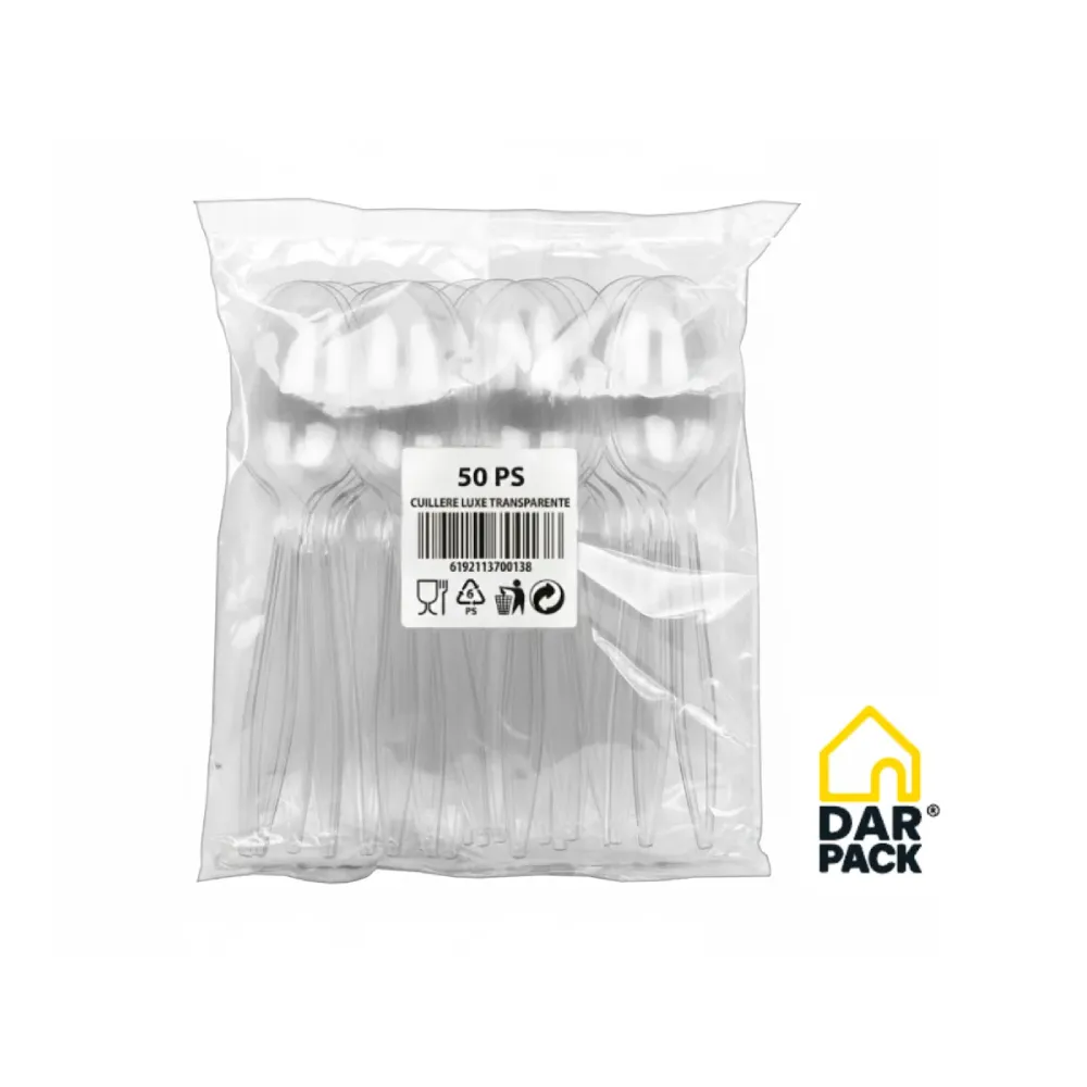 Pack 50 cuillères transparentes DAR PACK WP( 1 Unités =50 pièces / 1 carton = 20 sacs)