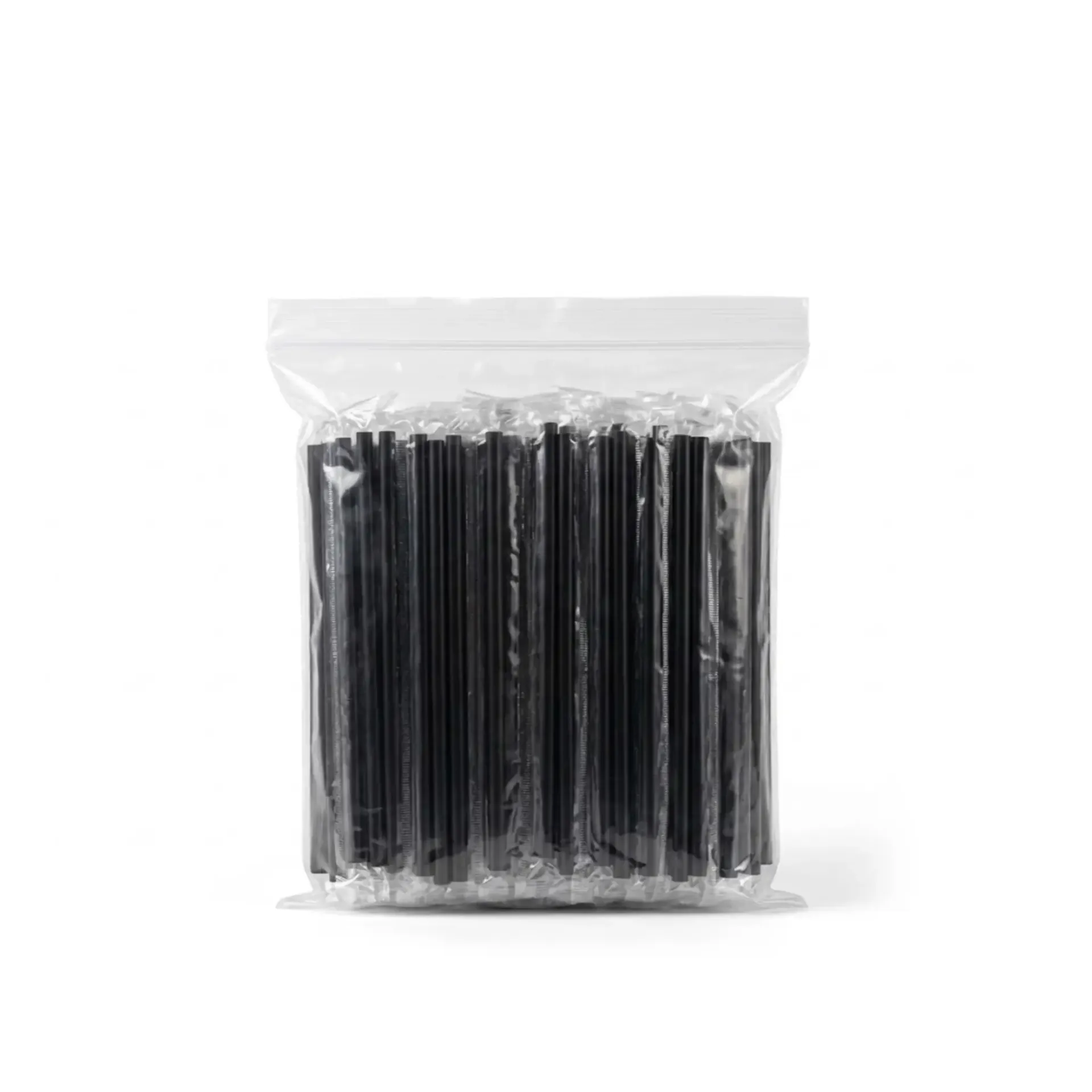 [PAILLE_NOIRE__ENV_8MM] Paille droite noire 8 mm enveloppée individuellement par du film 230*8 ( 1 unité de vente = sac de 1000 unités)(10 sacs de 1000 pièces )