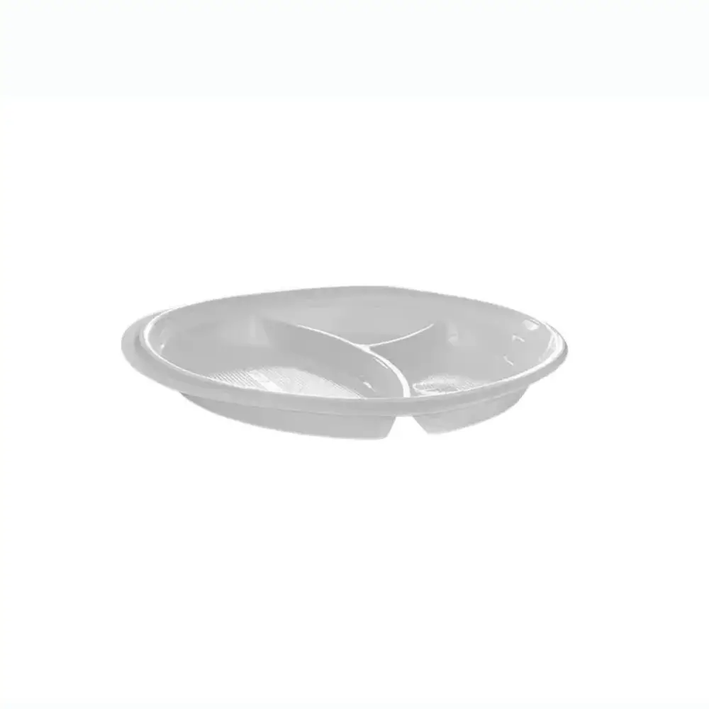 Assiette en plastique blanche à 3 compartiments en PET (1000 unités par carton) BP