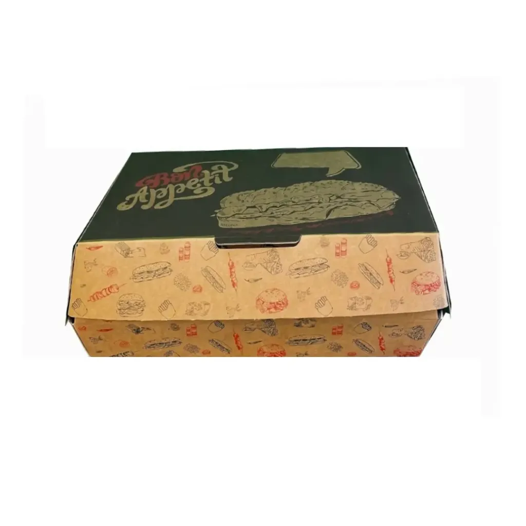 [LUNCH_BOX_CARTON_IMPRIME_Bon_Appetit] Lunch box en carton imprimée Bon Appétit 19*11*7 cm ( 200 unités par carton) DEL