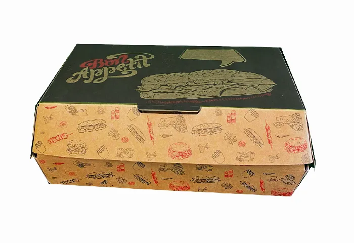 Lunch box en carton imprimée Bon Appétit 19*11*7 cm ( 200 unités par carton) DEL