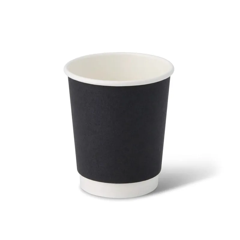 Gobelet en carton 9 oz couleur noir 25 cl 2P double paroie ( 25 unités par sac × 20 sacs) (500 unités par carton) PA