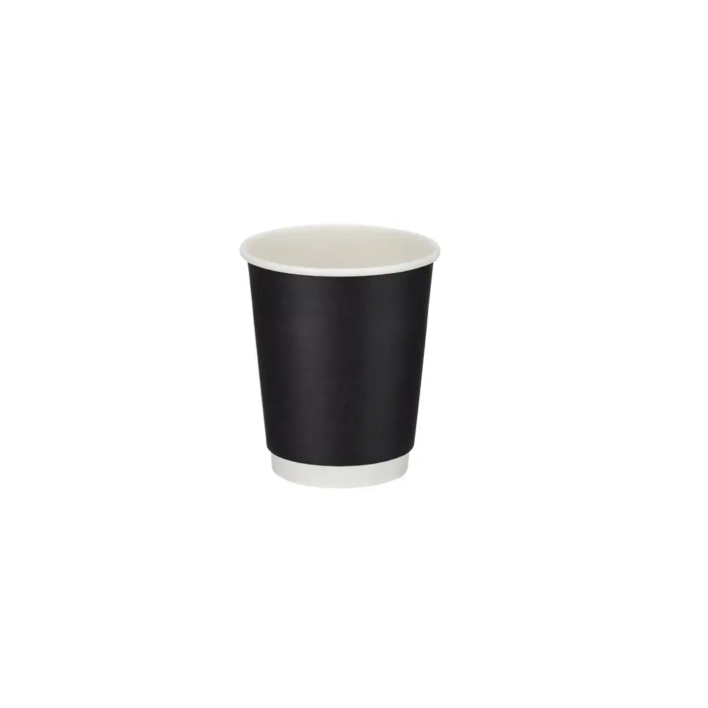Gobelet en carton 9 oz couleur noir 250 ml 2P double paroie ( 25 unités par sac × 20 sacs) (500 unités par carton) PA