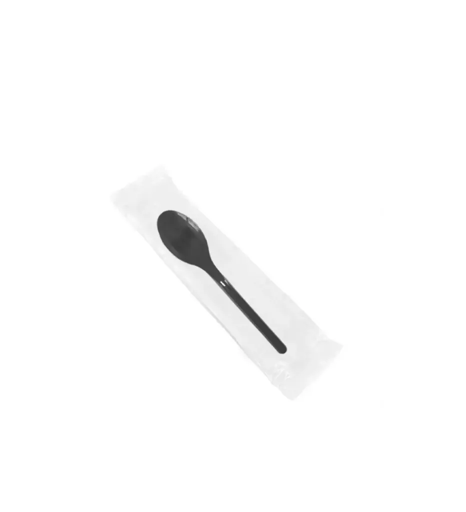 Cuillère noire emballée en plastique (3 sacs de 400 unités)(1200 unités par carton)