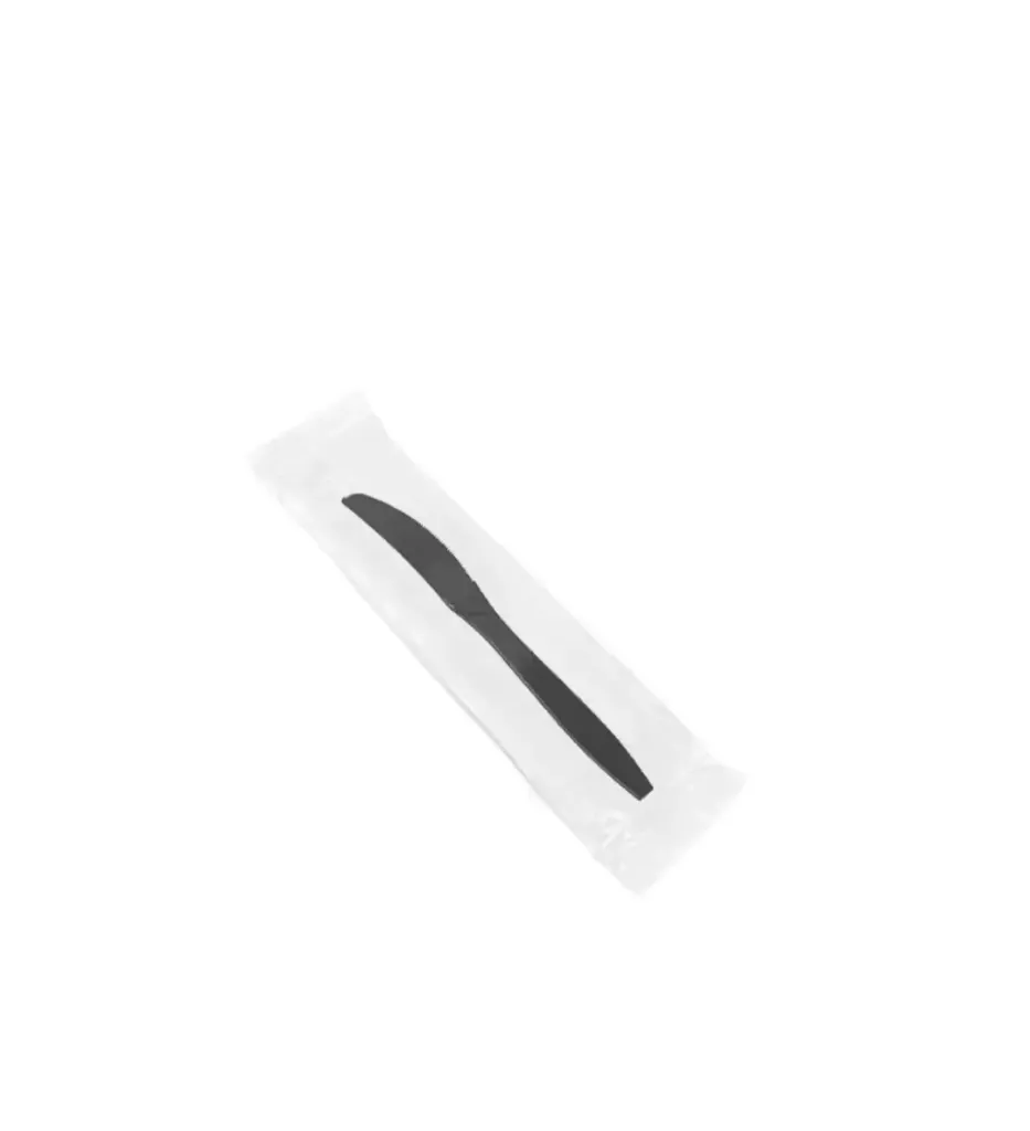 Couteau noir emballé en plastique ( 3 sacs de 400 unités)(1200 unités par carton) NOV