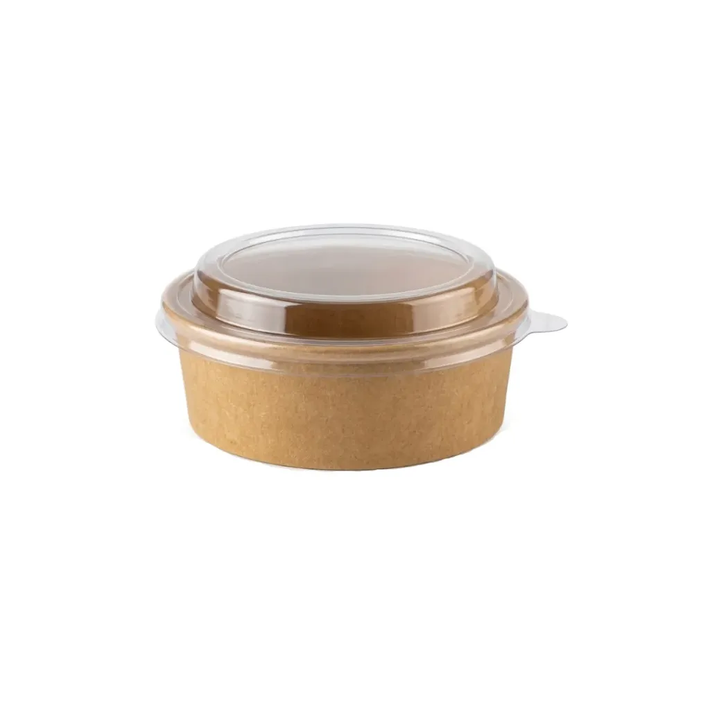 Bowl en kraft 750 ml avec couvercle en PET transparente ( 125 unités par carton)