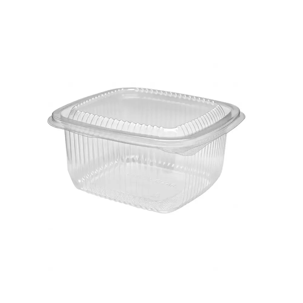 Boîte transparente carrée 1000 ml avec couvercle charnière attaché LARPLAST ( 50 unités * 9 sacs) ( 450 unités par carton)