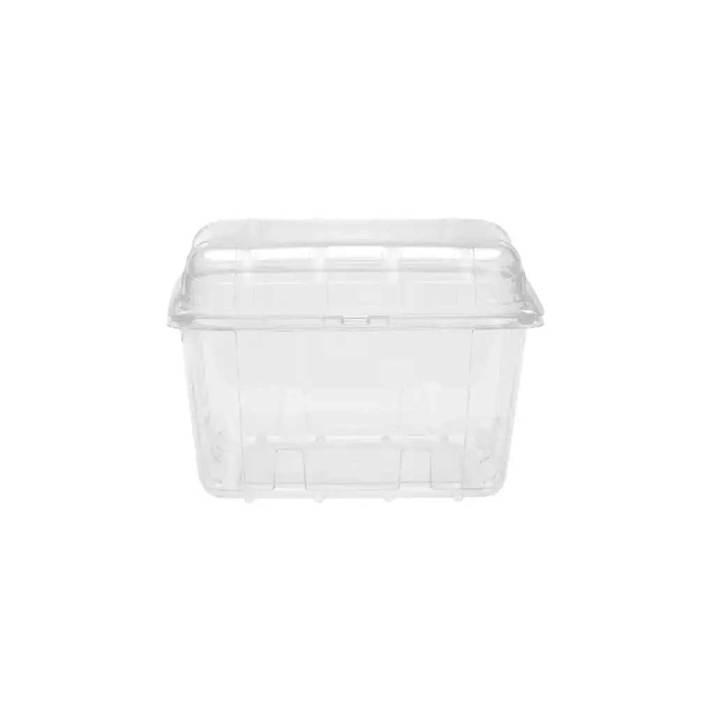 [LAR_5215] Boîte plastique perforée avec couvercle charnière attaché 500 ml – LARPLAST ( 4 sacs x 100 unités) (400 unités par carton)