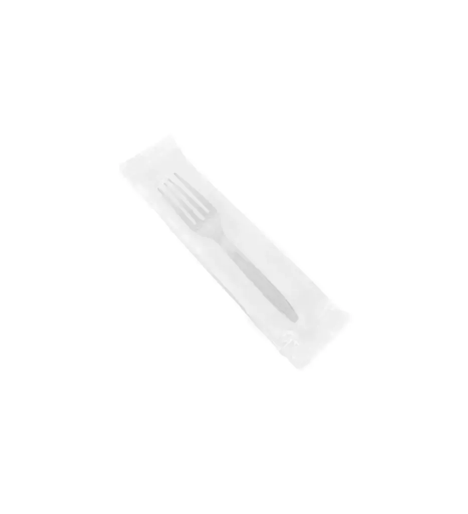 Fourchette transparente emballée (3 sacs de 400 unités) (1200 unités par carton) NOV