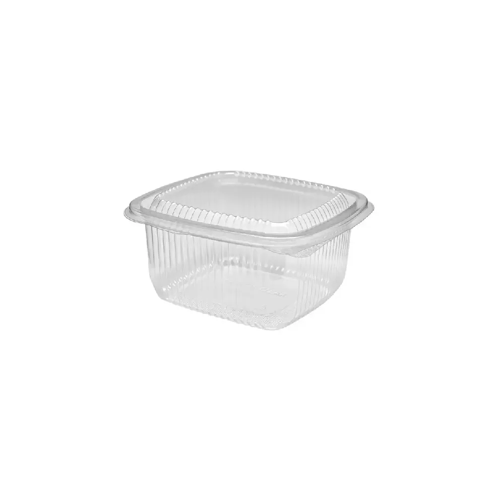Boîte multi-usage transparente carrée 750 ml avec couvercle charnière attaché LARPLAST ( 50 unités * 8 sacs) ( 400 unités par carton)