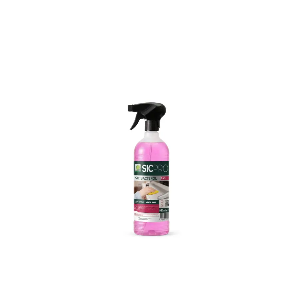 [B45_P(Sprays_950_ml)] Liquide antibactérien hydro-alcoolique pour la désinfectation des surfaces et matériels (carton de 9 sprays de 950 ml) SIC