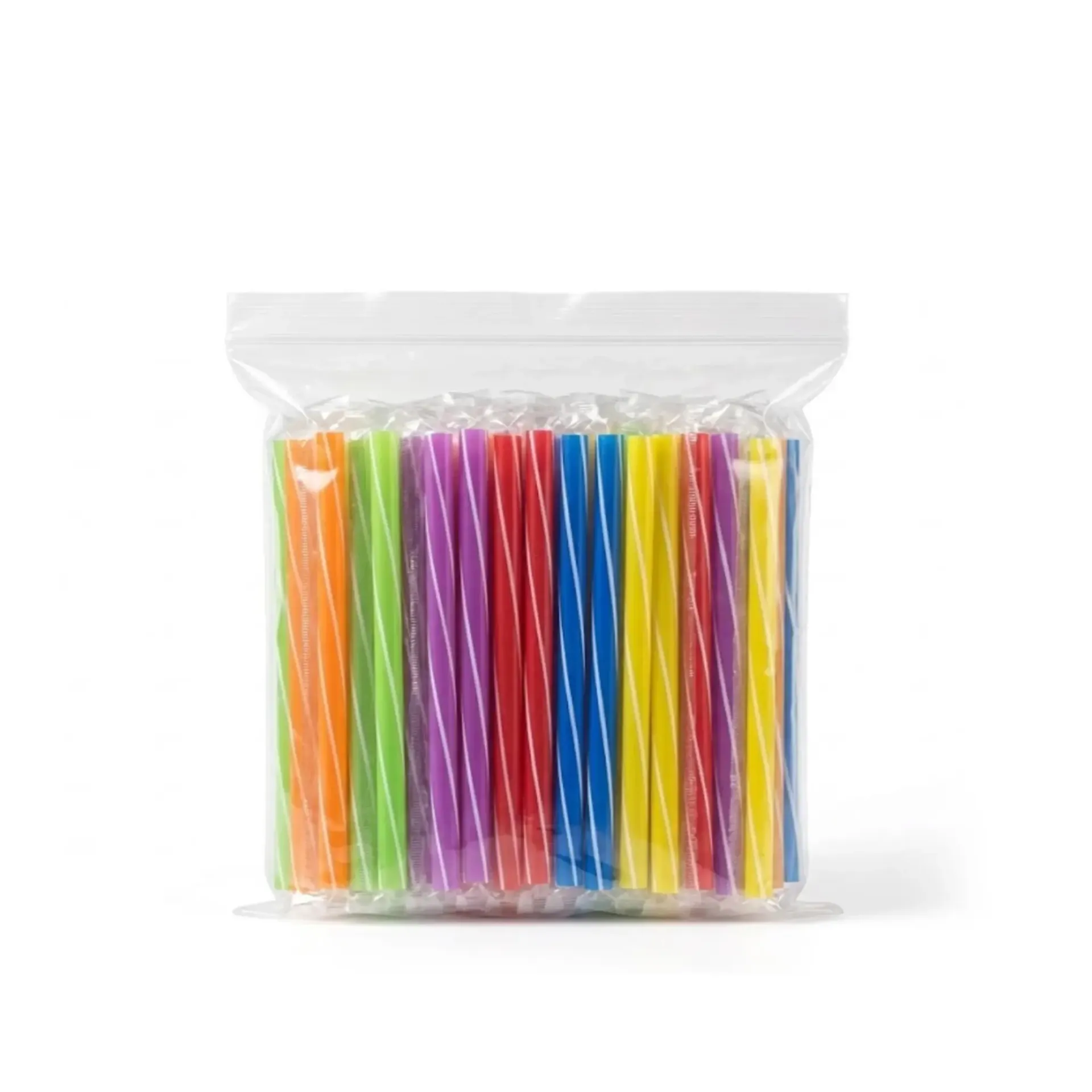Paille coloree twiste 8 mm emballee 210 x 8 mm  ( 1 unité de vente = sac de 1000 unités) (5 sacs par carton)