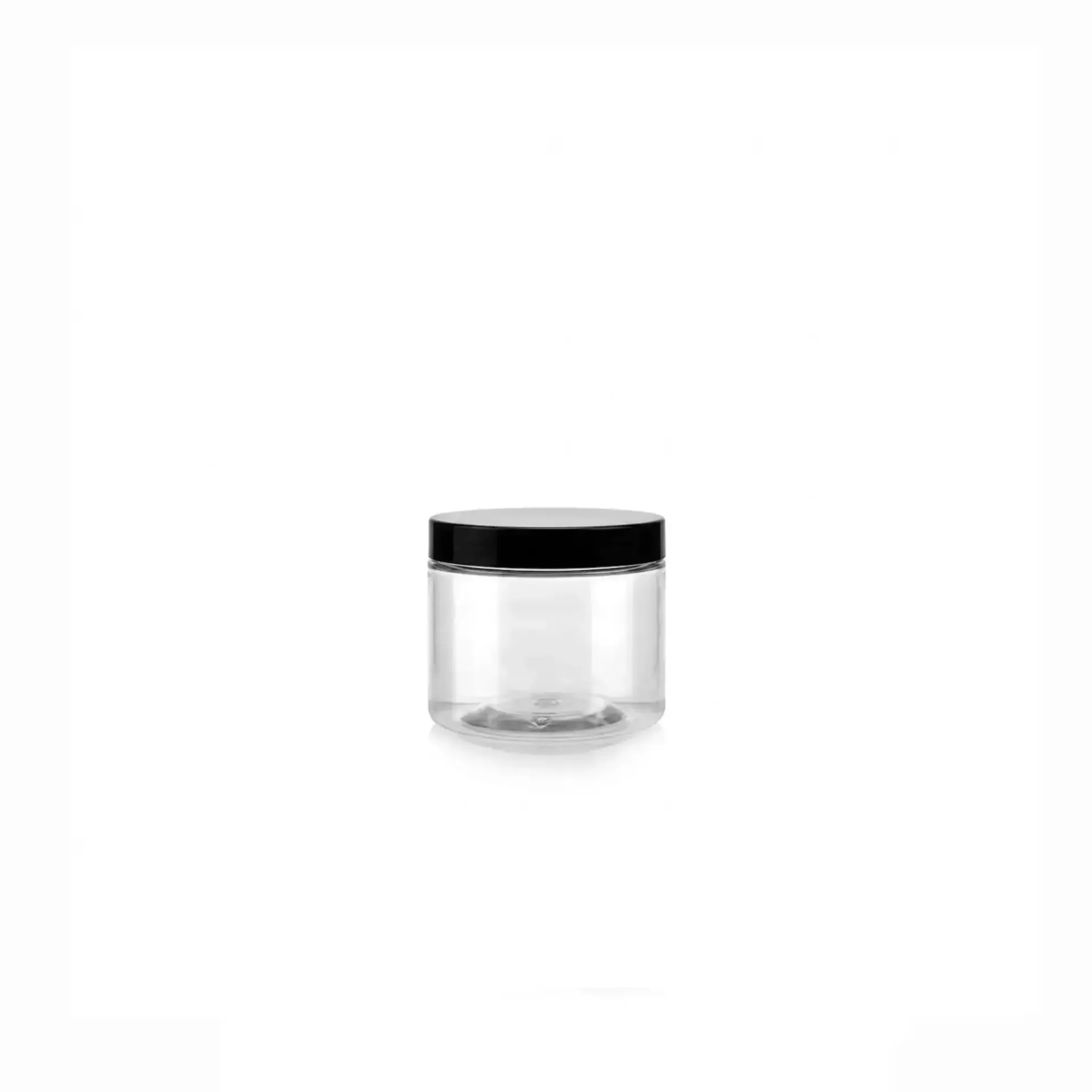 [LISSE_Ø63_200ML] Jarre transparent Ø 63 x 75 mm avec couvercle noir 200 ml (282 unités par carton) XP